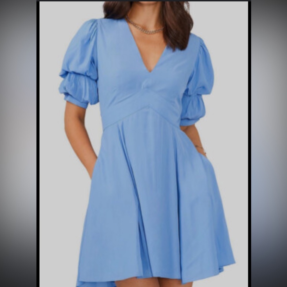 1. State Sky Blue Puff Sleeve whimsical feminine romantic Mini Dress